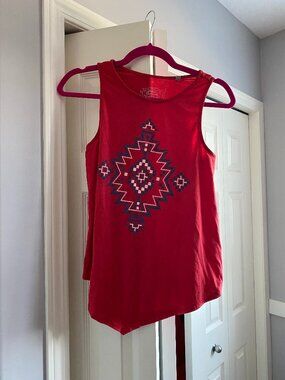 Panhandle Slim Red Southwestern Graphic Tank Top | Size S